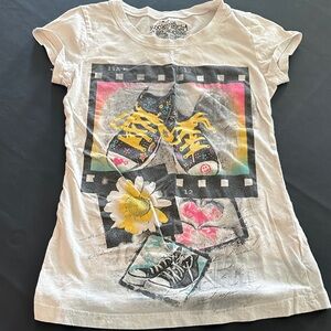 90’s White Tee with Colorful Retro Graphic